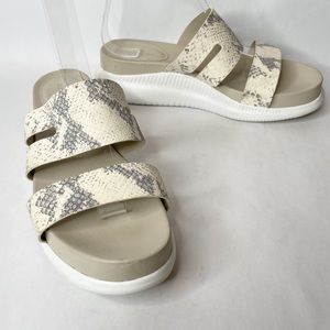 Cole Haan Cream and Gray Snake Print Slippers
